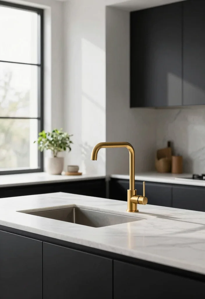 15 Brushed Gold Kitchen Faucet Ideas With Luxe Shine - 1. Minimalist Elegance 1