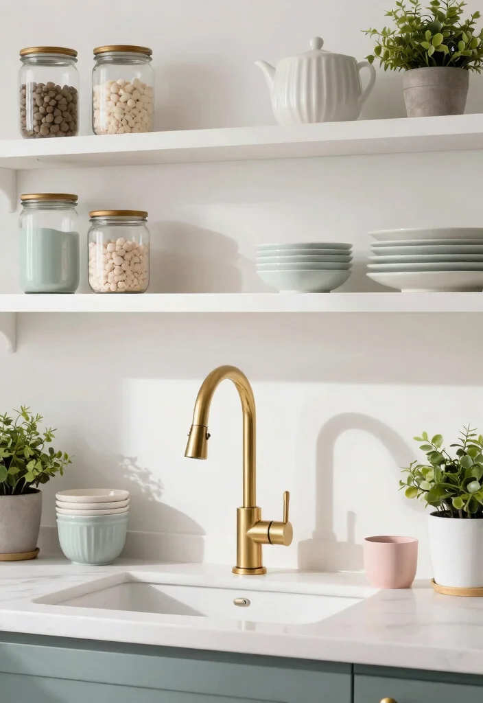 15 Brushed Gold Kitchen Faucet Ideas With Luxe Shine - 12. Artful Arrangements 1