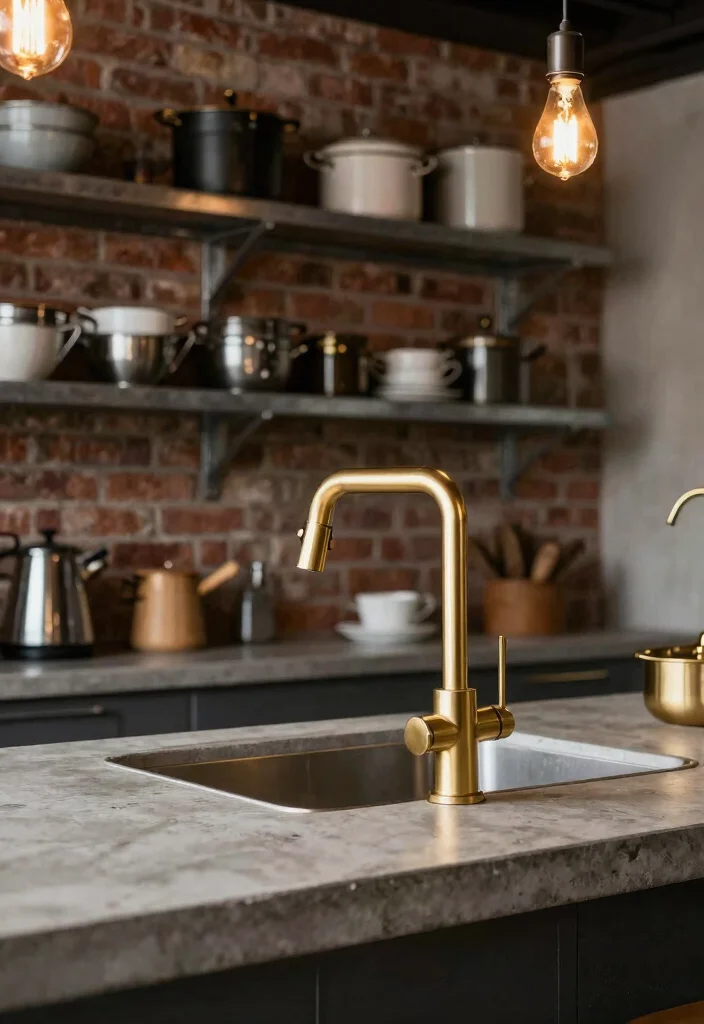 15 Brushed Gold Kitchen Faucet Ideas With Luxe Shine - 2. Industrial Chic 1