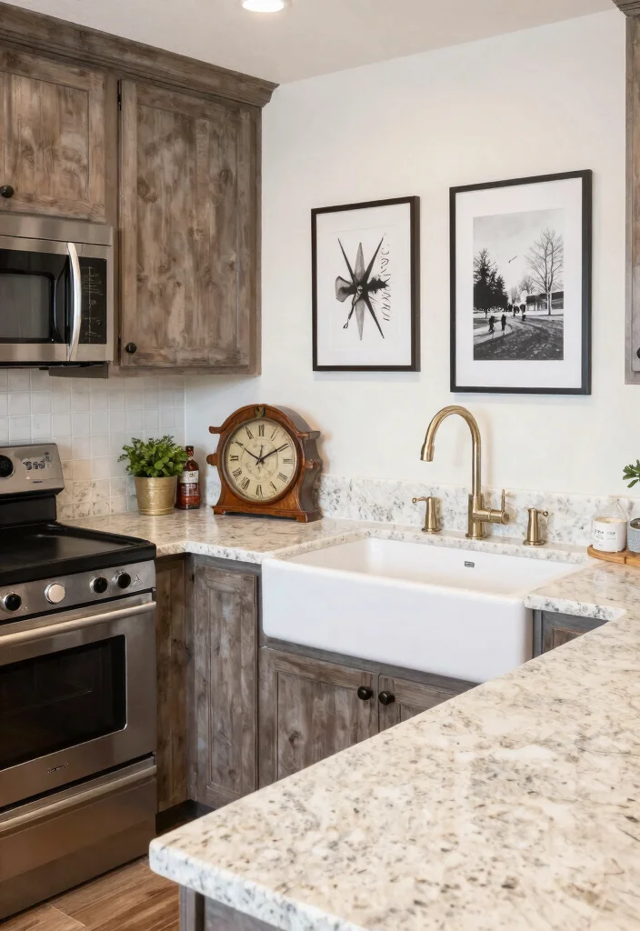 15 Cream Granite Countertops Kitchen Ideas With Soft Glow - 12. Rustic Charm with Modern Twists 1