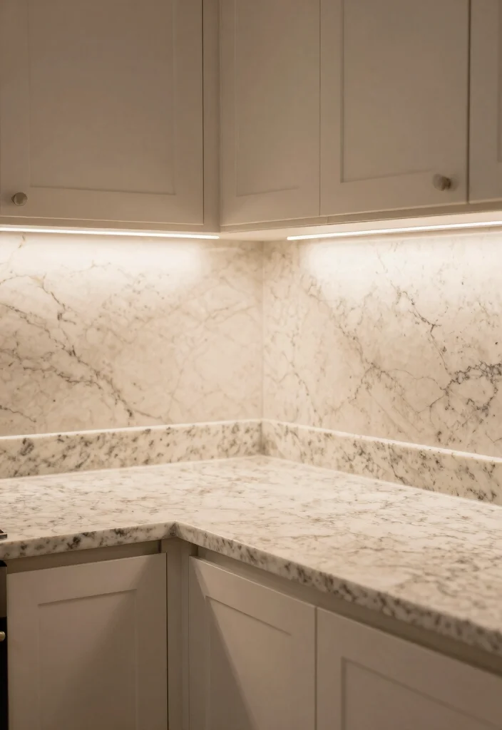 15 Cream Granite Countertops Kitchen Ideas With Soft Glow - 3. Soft Glow with Under-Cabinet Lighting 1