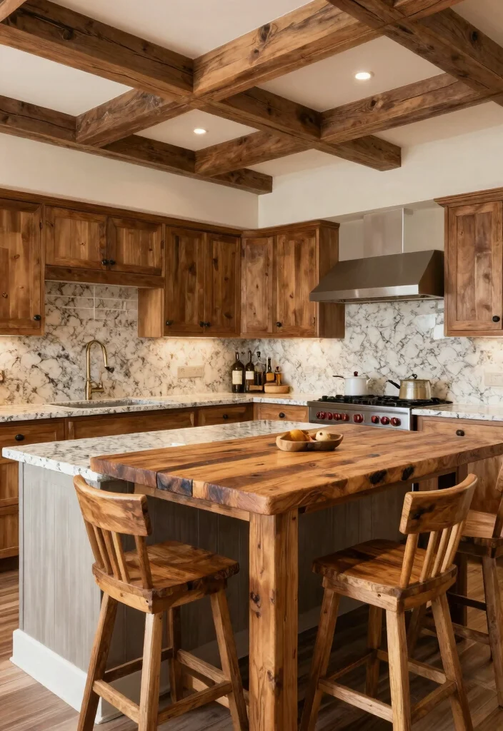 15 Cream Granite Countertops Kitchen Ideas With Soft Glow - 5. Rustic Wood Accents 1