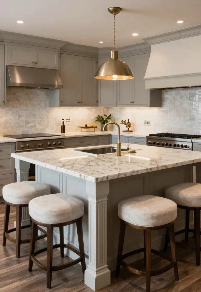 15 Cream Granite Countertops Kitchen Ideas With Soft Glow - 7. Elegant Center Islands 1