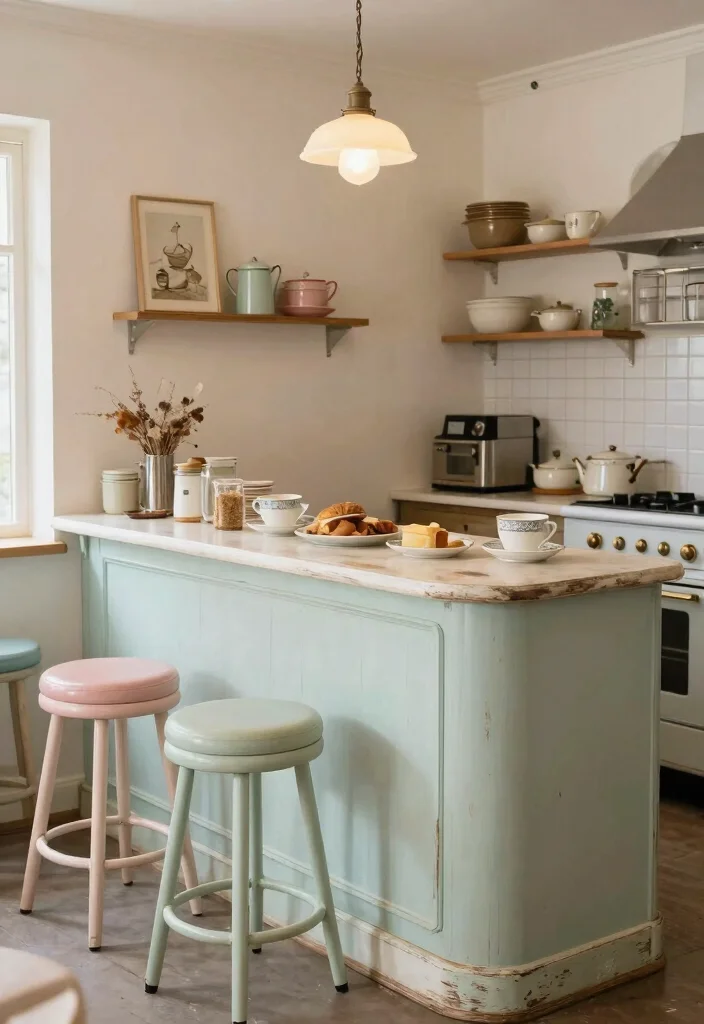 15 Kitchen Breakfast Counter Design Ideas With Smart Layout - 10. Vintage Style Breakfast Counter 1