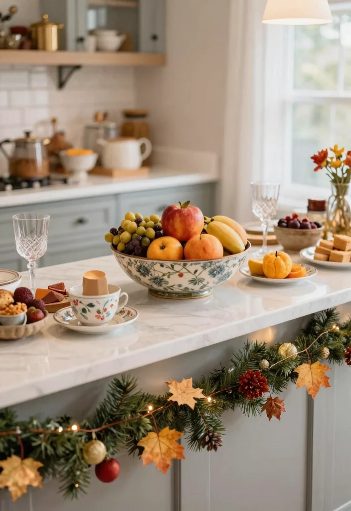 15 Kitchen Breakfast Counter Design Ideas With Smart Layout - 15. Seasonal Decor Ideas 1