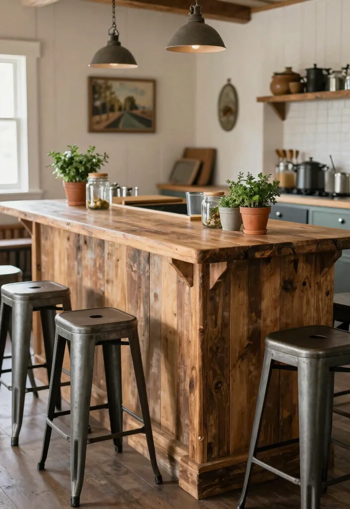 15 Kitchen Breakfast Counter Design Ideas With Smart Layout - 5. Rustic Farmhouse Style 1