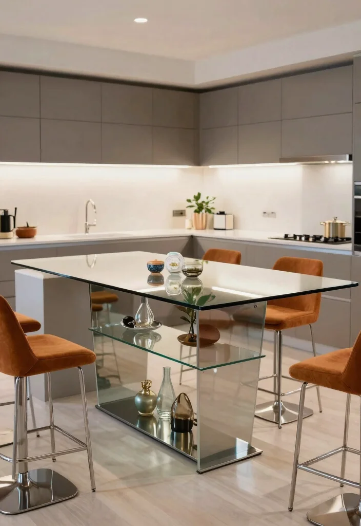 15 Kitchen Design With Island Ideas That Maximize Function - 15. Glass-Top Islands 1
