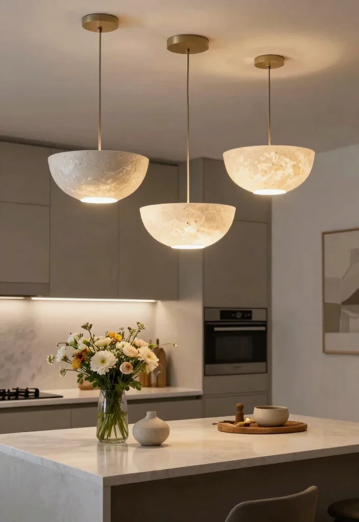 15 Kitchen Island Lamp Ideas With Stylish Glow 13 15 Kitchen Island Lamp Ideas With Stylish Glow - 13. Decorative Bowl Lighting 1