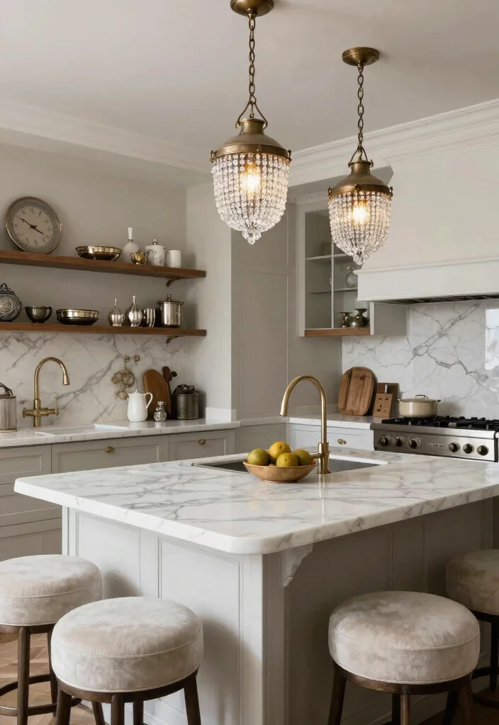 15 Kitchen Island Lamp Ideas With Stylish Glow 5 15 Kitchen Island Lamp Ideas With Stylish Glow - 5. Vintage-Style Fixtures with Crystal Accents 1