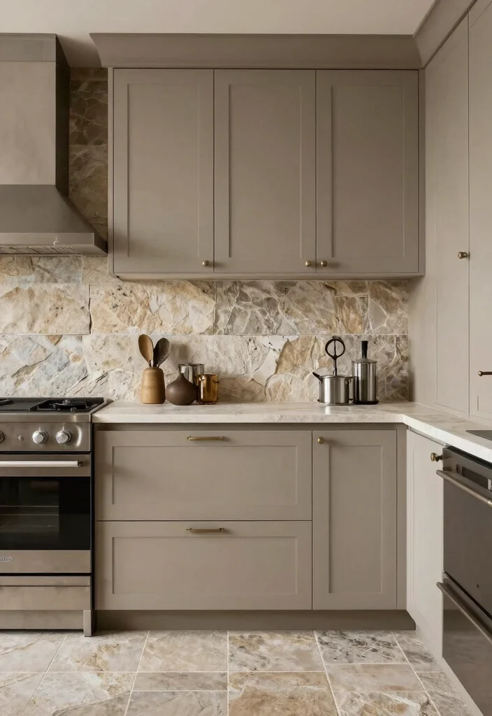 15 Light Taupe Kitchen Cabinets Ideas With Soft Elegance - 11. Textural Play with Mixed Materials 1