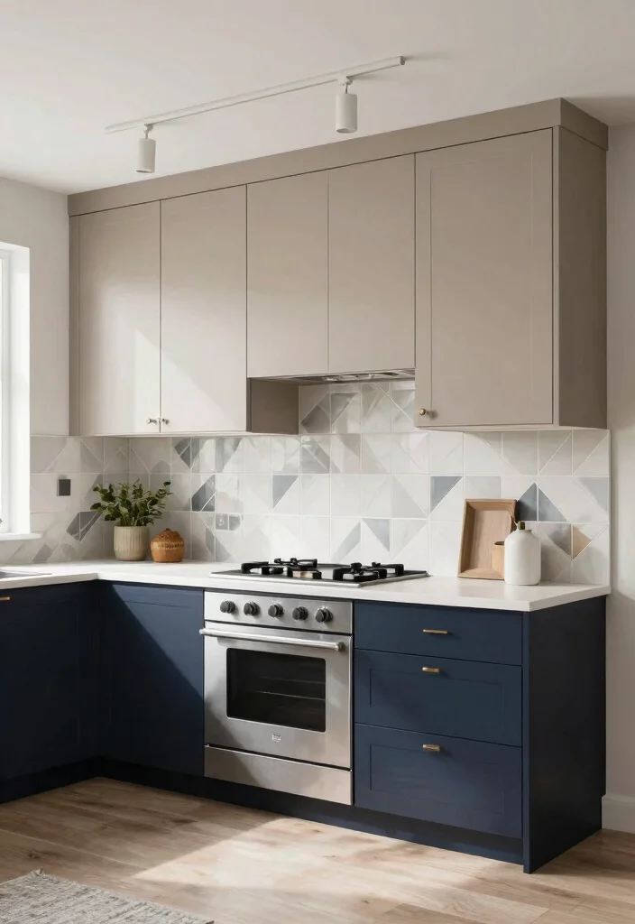 15 Light Taupe Kitchen Cabinets Ideas With Soft Elegance - 3. Contemporary Vibes with Two-Tone Cabinets 1