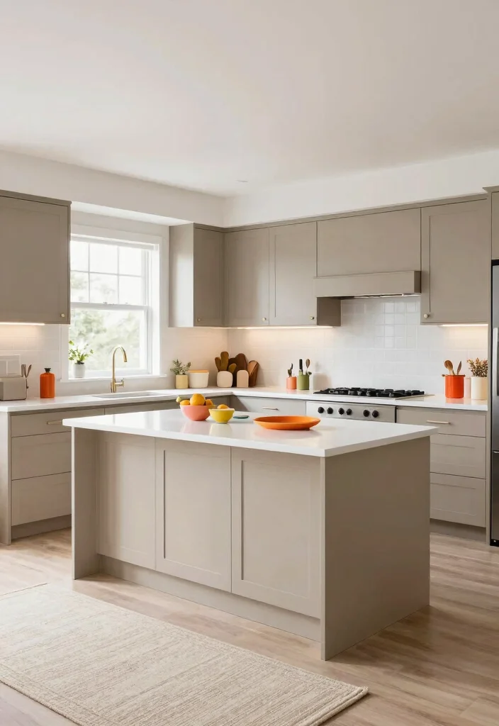 15 Light Taupe Kitchen Cabinets Ideas With Soft Elegance - 4. Bright and Airy with Taupe and White Combinations 1