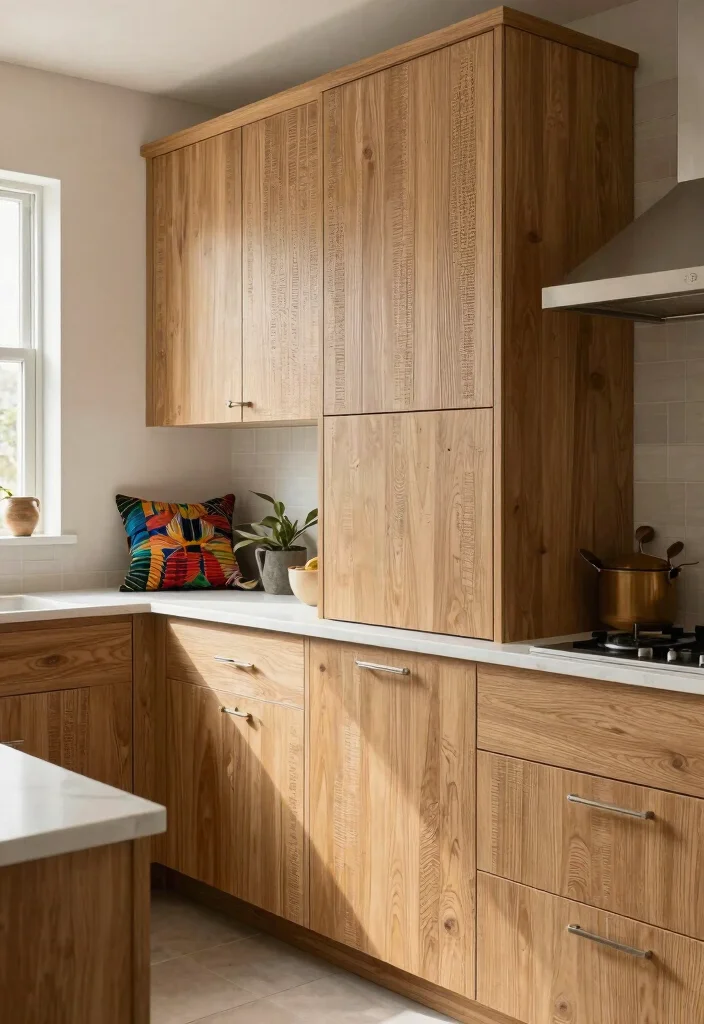 15 Natural Oak Kitchen Cabinets Ideas With Timeless Warmth - 6. Textured Finishes 1