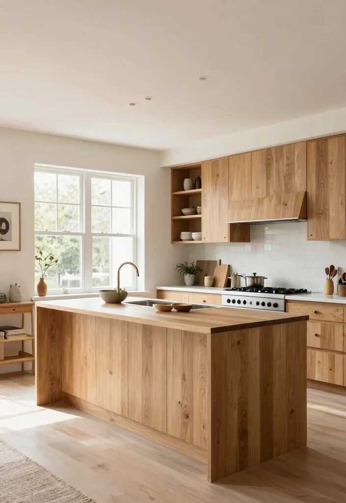 15 Natural Oak Kitchen Cabinets Ideas With Timeless Warmth - 7. Open Concept Layout 1