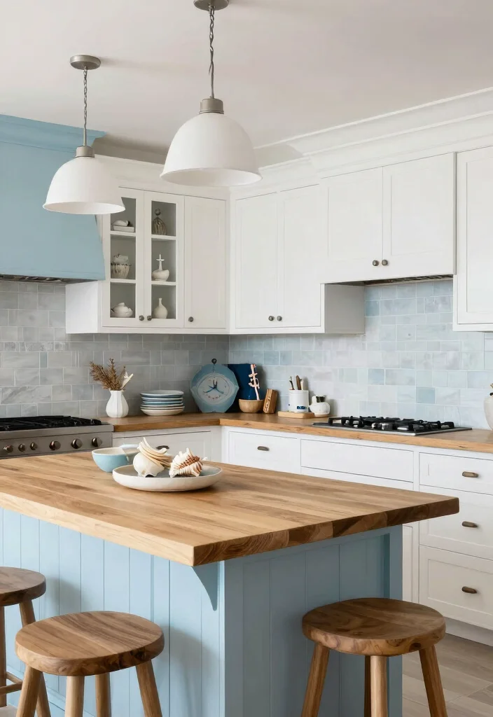 15 Oak Countertop Kitchen Ideas With Natural Warmth - 5. Coastal Vibes 1