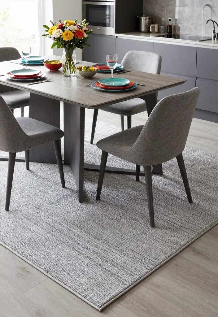 15 Rug Under Kitchen Table Ideas That Define the Space 11 15 Rug Under Kitchen Table Ideas That Define the Space - 11. Textured Loop Rugs 1
