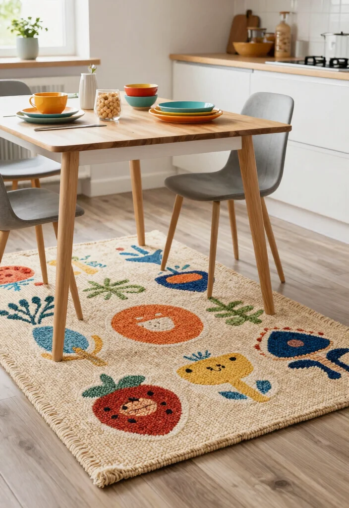 15 Rug Under Kitchen Table Ideas That Define the Space 12 15 Rug Under Kitchen Table Ideas That Define the Space - 12. Recycled Fiber Rugs 1