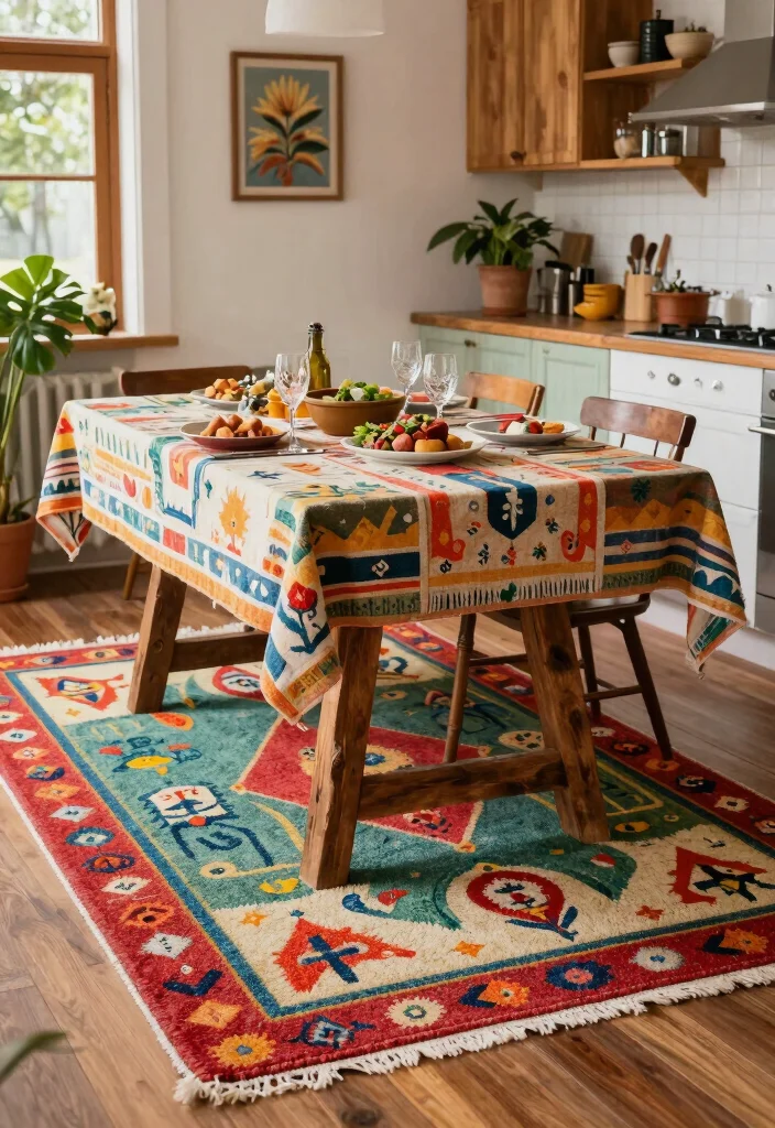 15 Rug Under Kitchen Table Ideas That Define the Space 3 15 Rug Under Kitchen Table Ideas That Define the Space - 3. Eco-Friendly Cotton Rugs 1