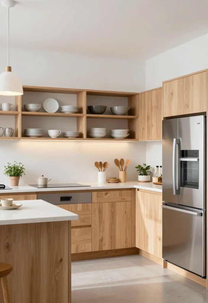 15 Wooden Kitchen Cabinets Modern Ideas With Clean Lines - 1. Minimalist Charm in Light Wood 1