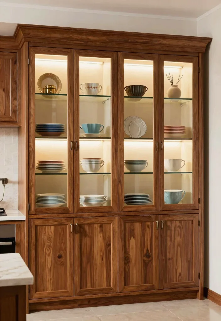 15 Wooden Kitchen Cabinets Modern Ideas With Clean Lines - 11. Glass-Fronted Cabinetry 1