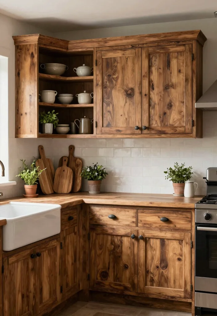 15 Wooden Kitchen Cabinets Modern Ideas With Clean Lines - 2. Rustic Wood Finishes for Character 1