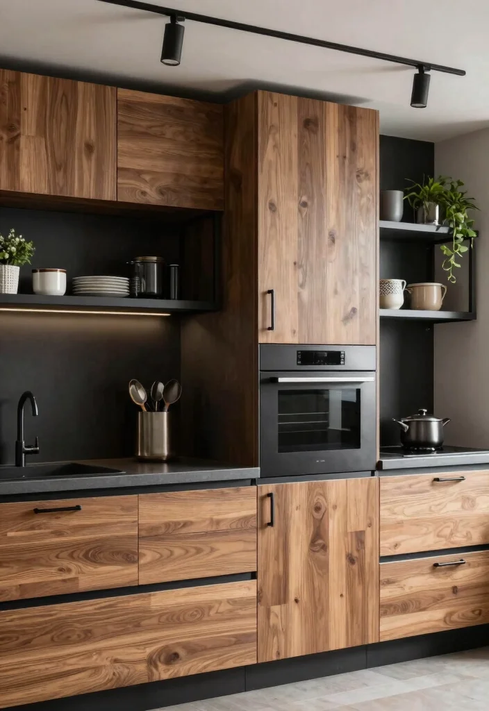 15 Wooden Kitchen Cabinets Modern Ideas With Clean Lines - 6. Combining Wood and Metal Elements 1