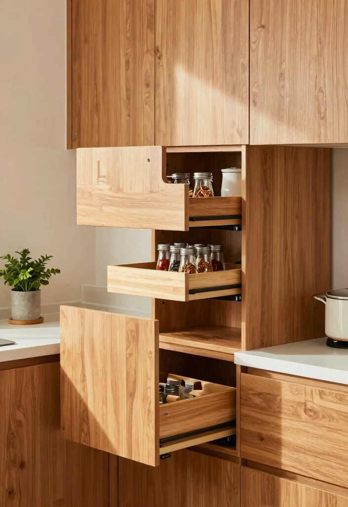 15 Wooden Kitchen Cabinets Modern Ideas With Clean Lines - 8. Smart Storage Solutions 1