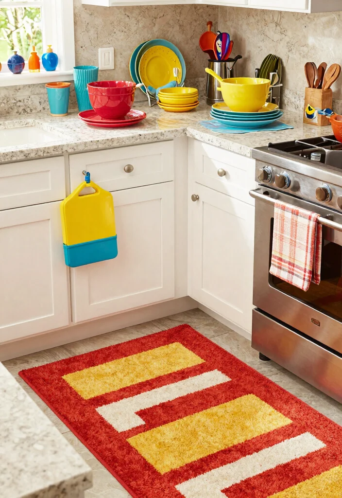 16 Beige Granite Countertops Kitchen Ideas With Classic Appeal - 12. Color Pop Accessories for Vibrant Aesthetics 1