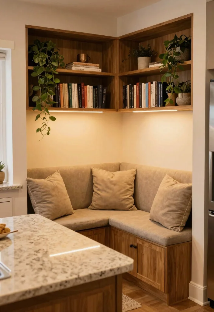 16 Beige Granite Countertops Kitchen Ideas With Classic Appeal - 16. Cozy Nooks for Relaxation and Gathering 1