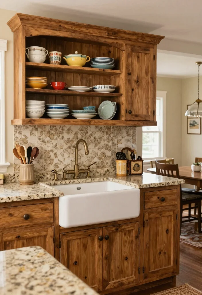 16 Beige Granite Countertops Kitchen Ideas With Classic Appeal - 3. Vintage Charm with Rustic Accents 1