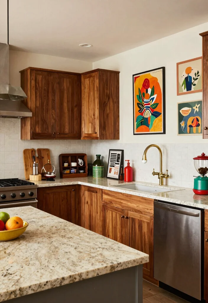 16 Beige Granite Countertops Kitchen Ideas With Classic Appeal - 5. Eclectic Style with Personal Touches 1