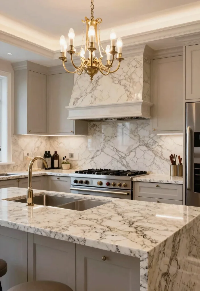 16 Beige Granite Countertops Kitchen Ideas With Classic Appeal - 6. Luxurious Vibes with Marble Accents 1
