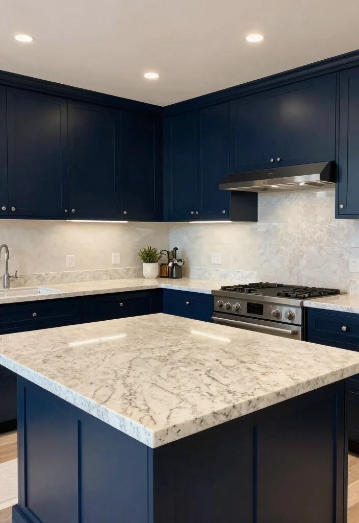 16 Beige Granite Countertops Kitchen Ideas With Classic Appeal - 8. Bold Contrasts with Dark Colors 1