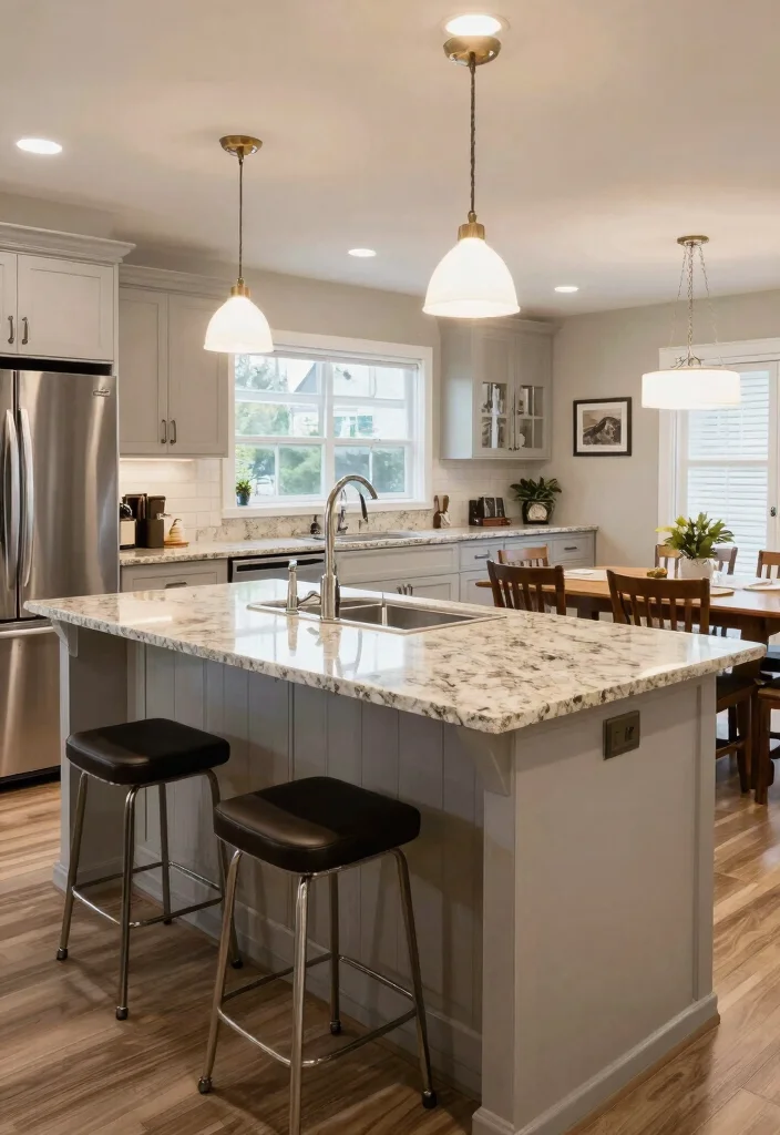 16 Beige Granite Countertops Kitchen Ideas With Classic Appeal - 9. Functional Layouts with Multi-Use Islands 1