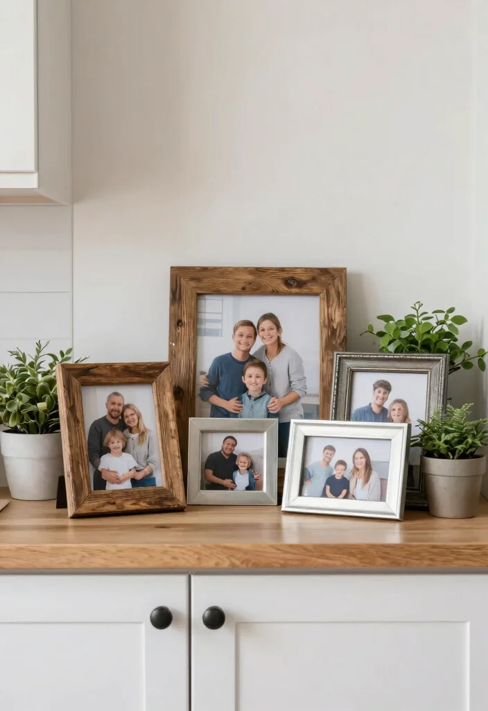 16 Chic Decor Ideas for Your Kitchen Cabinets 13 16 Chic Decor Ideas for Your Kitchen Cabinets - 13. Personal Touches with Family Photos 1