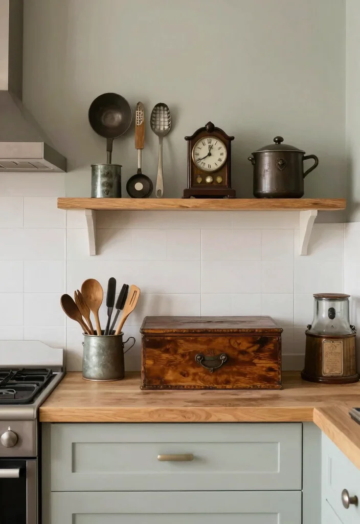 16 Chic Decor Ideas for Your Kitchen Cabinets 14 16 Chic Decor Ideas for Your Kitchen Cabinets - 14. Antique Finds for Unique Flair 1