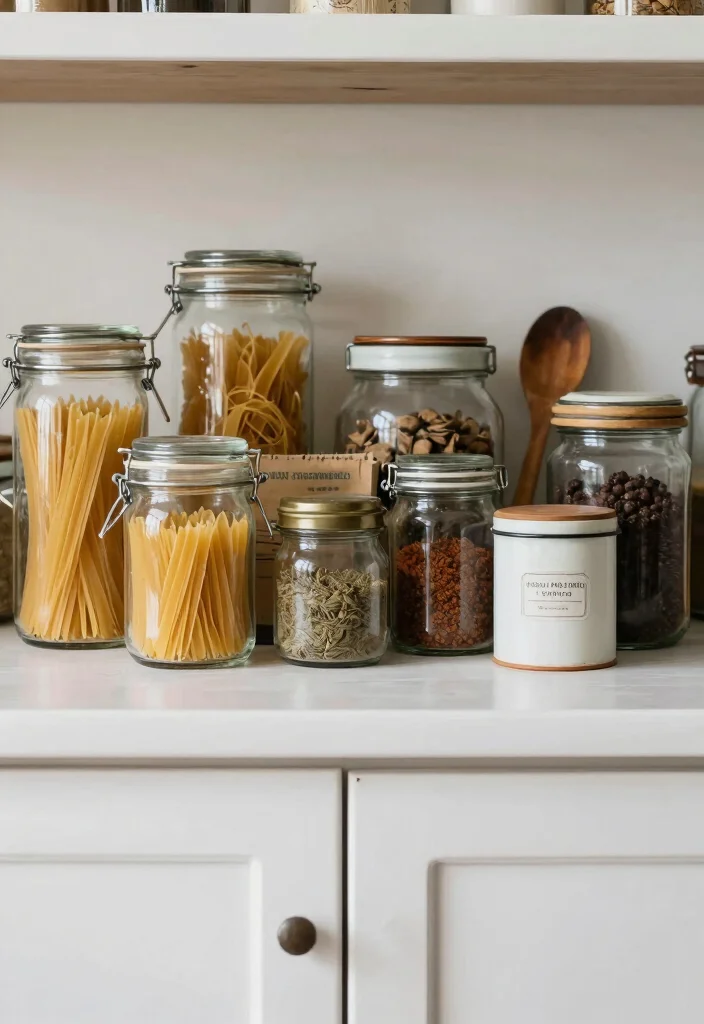 16 Chic Decor Ideas for Your Kitchen Cabinets 2 16 Chic Decor Ideas for Your Kitchen Cabinets - 2. Vintage Jars and Canisters 1