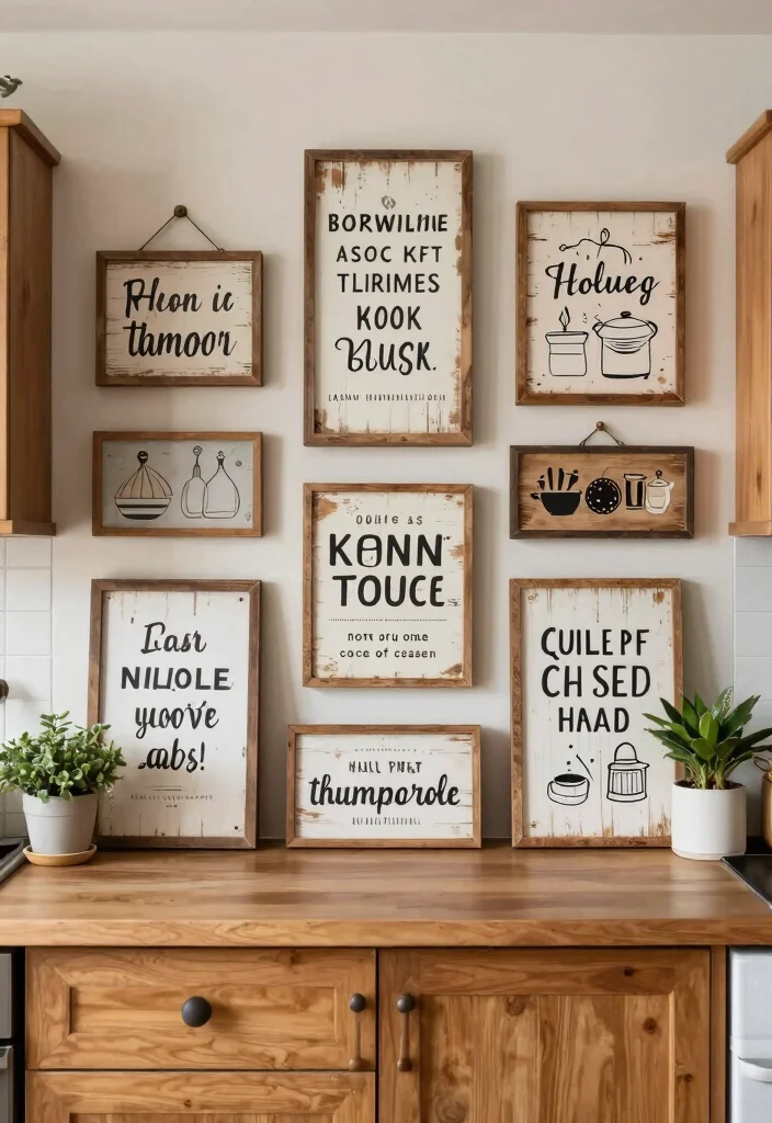 16 Chic Decor Ideas for Your Kitchen Cabinets 6 16 Chic Decor Ideas for Your Kitchen Cabinets - 6. Rustic Wooden Signs 1