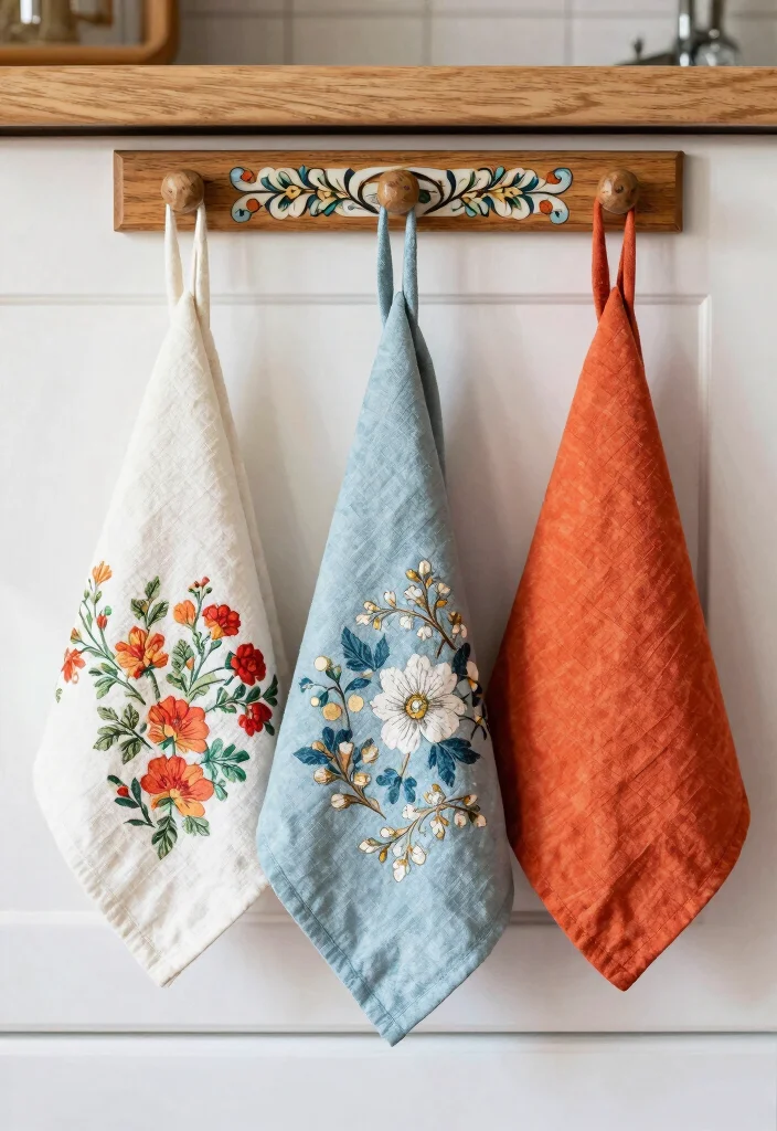 16 Chic Decor Ideas for Your Kitchen Cabinets 8 16 Chic Decor Ideas for Your Kitchen Cabinets - 8. Charming Tea Towels 1
