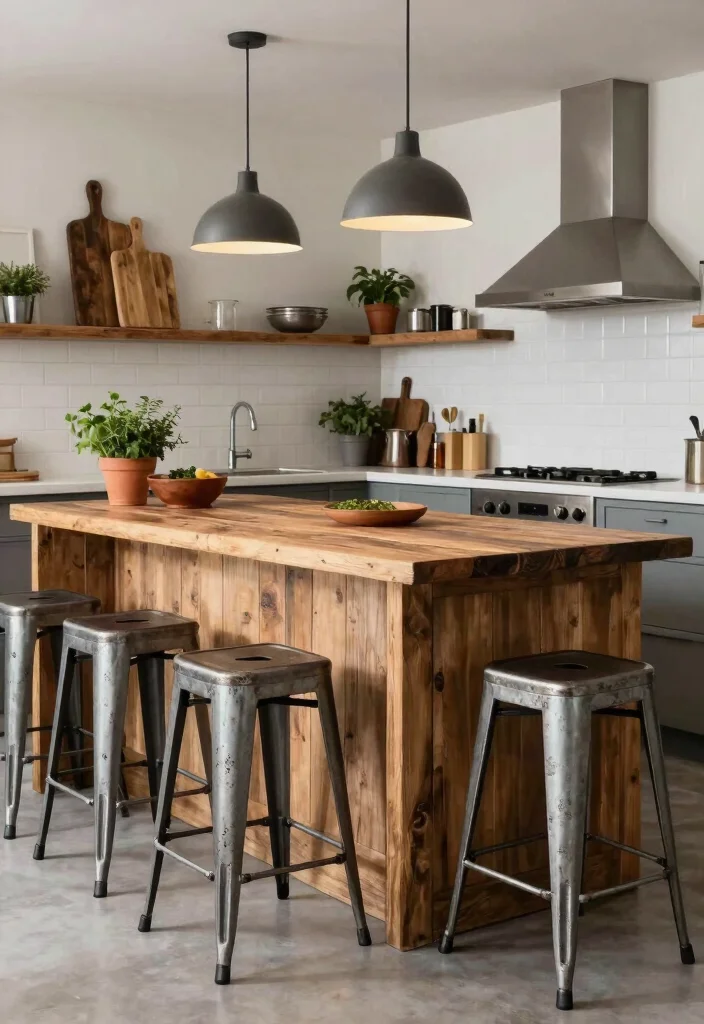 16 Kitchen Island Seating Ideas That Blend Comfort & Style - 2. Vintage Metal Stools 1