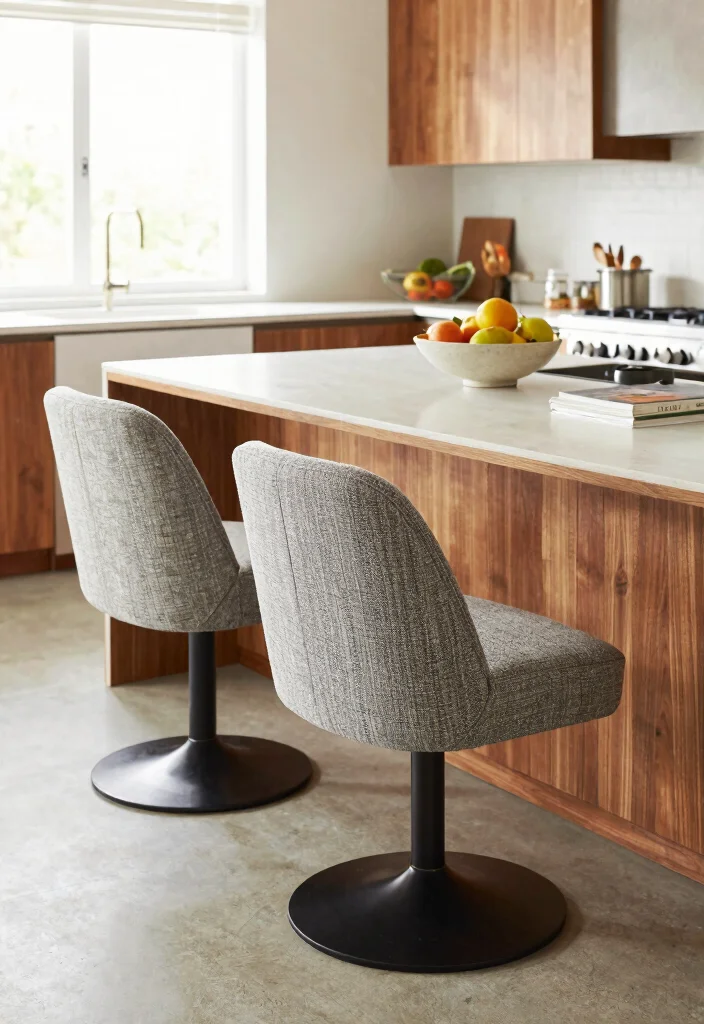 16 Kitchen Island Seating Ideas That Blend Comfort & Style - 4. Stylish Swivel Chairs 1