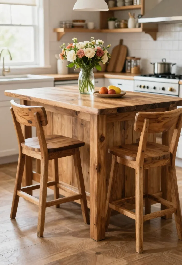 16 Kitchen Island Seating Ideas That Blend Comfort & Style - 5. Rustic Stools with Backrests 1