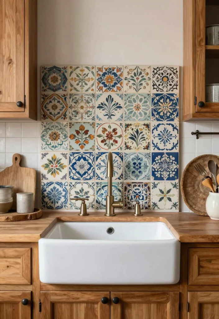 16 Kitchen Sink Tiles Ideas That Add Texture - 12. Vintage Tiles 1