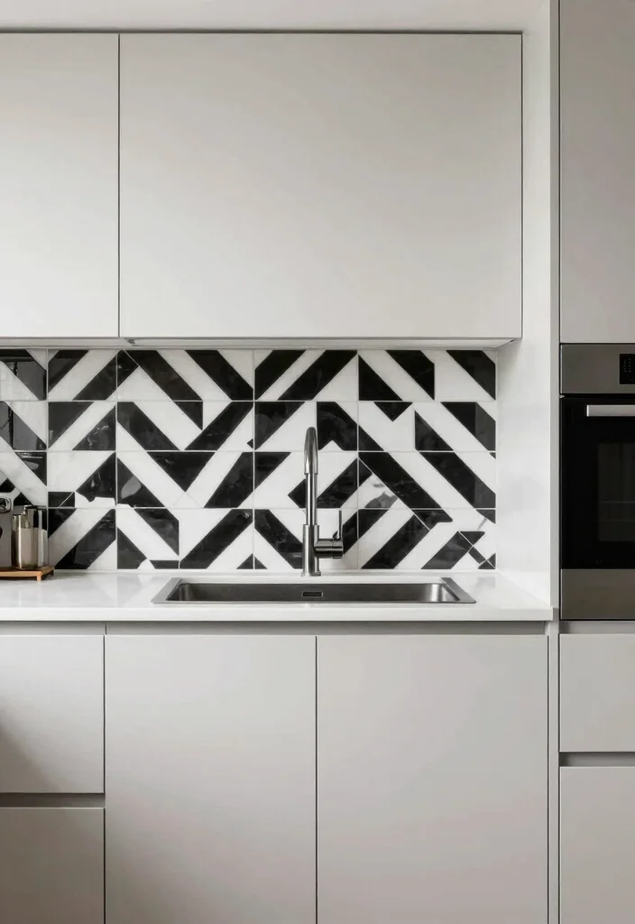 16 Kitchen Sink Tiles Ideas That Add Texture - 13. Geometric Pattern Tiles 1