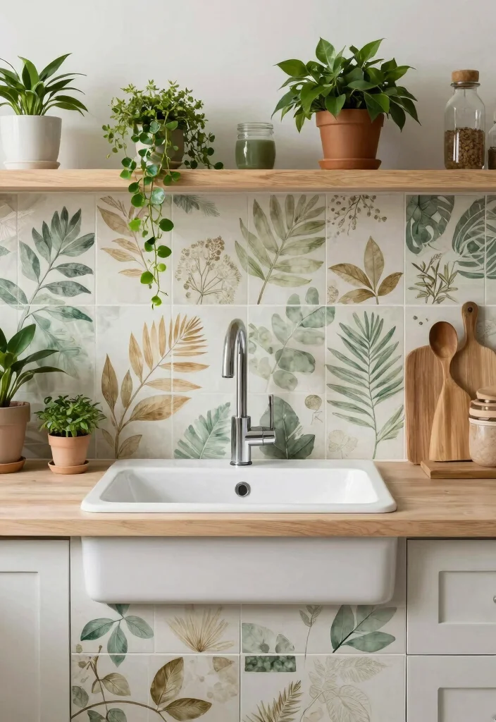 16 Kitchen Sink Tiles Ideas That Add Texture - 15. Biophilic Design Tiles 1