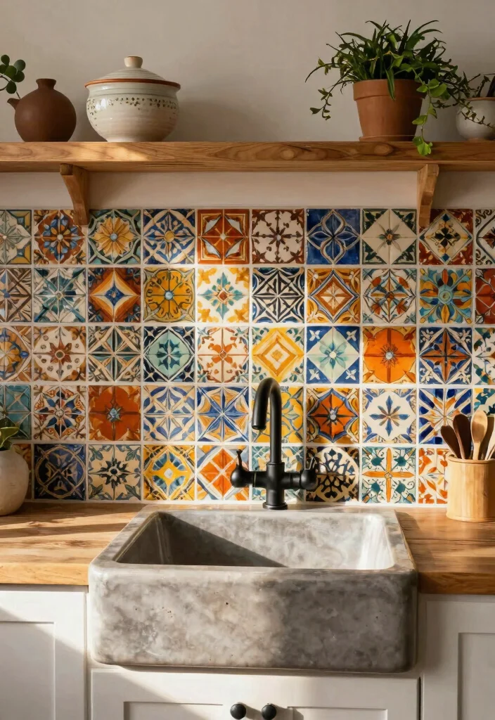 16 Kitchen Sink Tiles Ideas That Add Texture - 16. Handmade Artisan Tiles 1