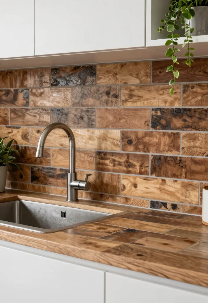 16 Kitchen Sink Tiles Ideas That Add Texture - 2. Reclaimed Wood Tiles 1