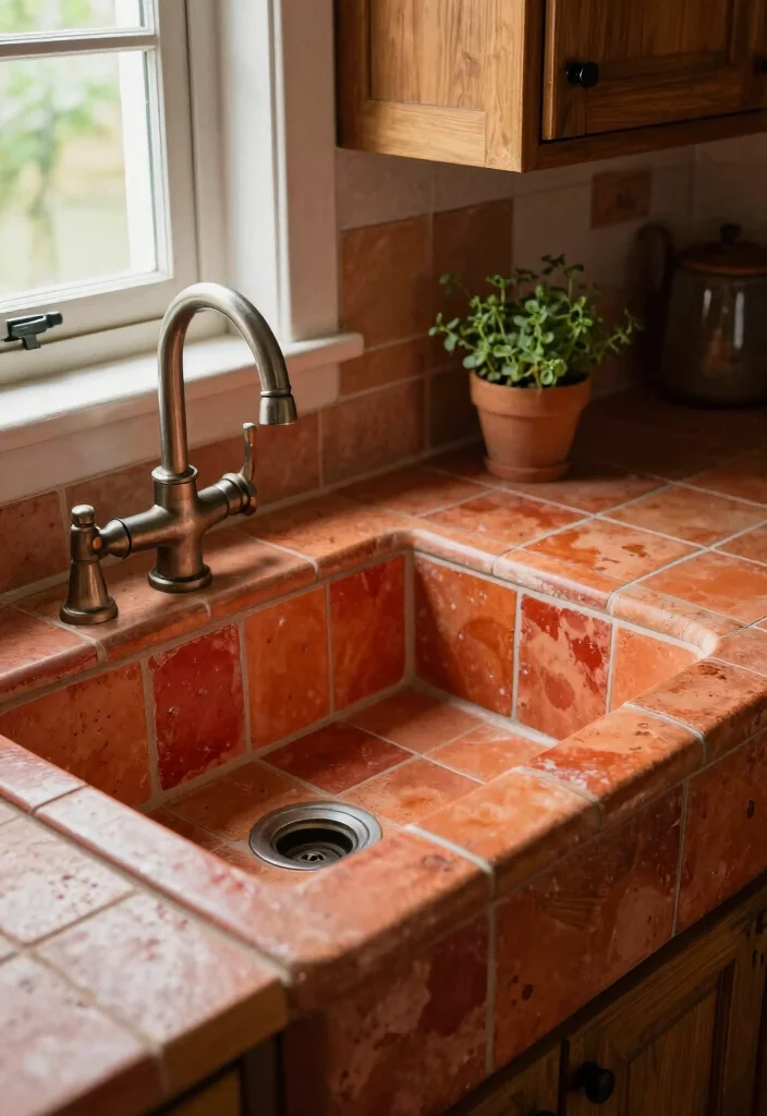16 Kitchen Sink Tiles Ideas That Add Texture - 3. Terracotta Tiles 1