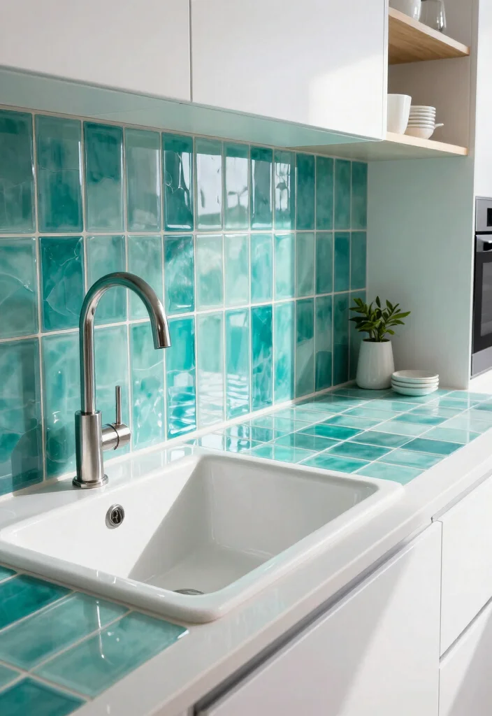 16 Kitchen Sink Tiles Ideas That Add Texture - 5. Eco-Friendly Glass Tiles 1