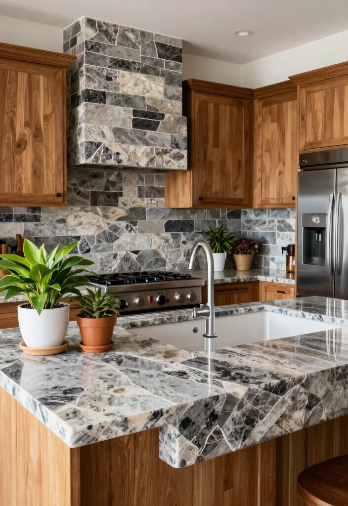 16 Kitchen Sink Tiles Ideas That Add Texture - 6. Natural Stone Tiles 1